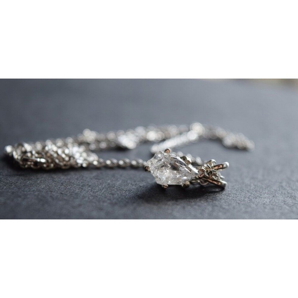 Sterling Silver Raw Diamond Necklace Rough Diamond Necklace Uncut Diamond Neckla